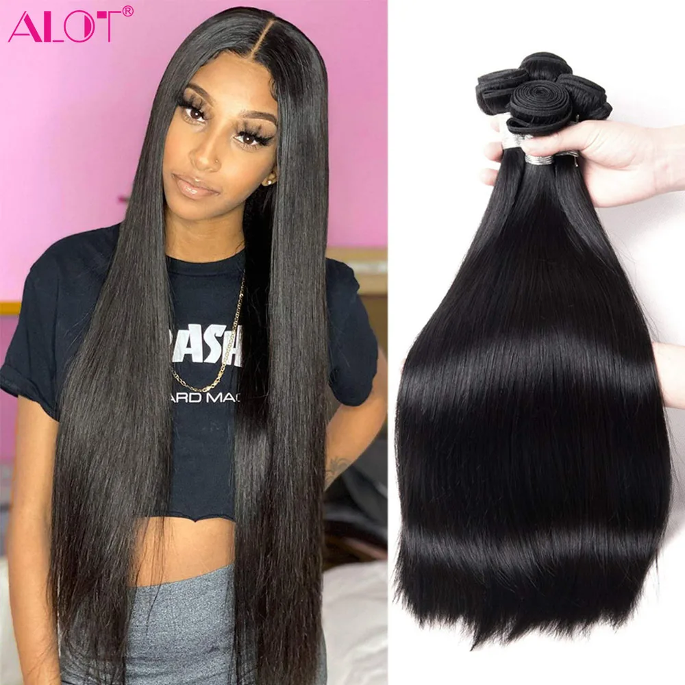 Top Trends: 8-40 Inch Brazilian Straight Hair Bundles 100% Human Hair Weave 3 4 Bundles 10A Unprocessed Human Hair Extensions For Women Shoppable Styles