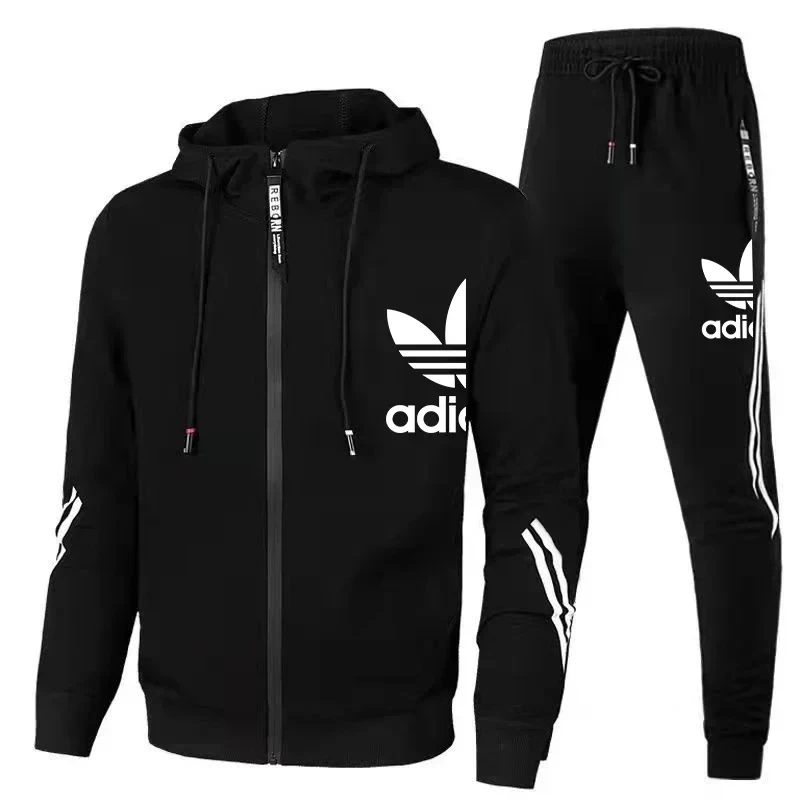 Top Trends: 2024 Long-sleeved Quality Zipper Cardigan Hoodie + Running Pants Two-piece Men's Spring And Autumn Jogging Sportswear Set Shoppable Styles