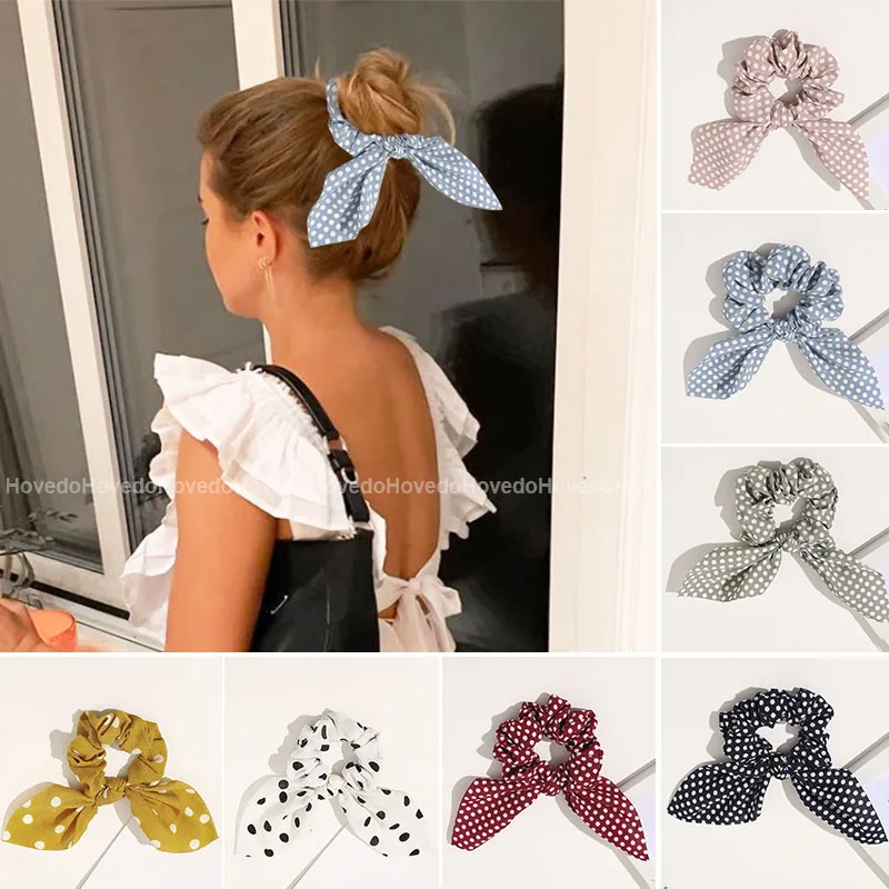 Top Trends: New Polka Dot Bowknot Elastic Hair Bands For Women Girls Scrunchies Headband Hair Ties Ponytail Holder Hair Accessories Shoppable Styles