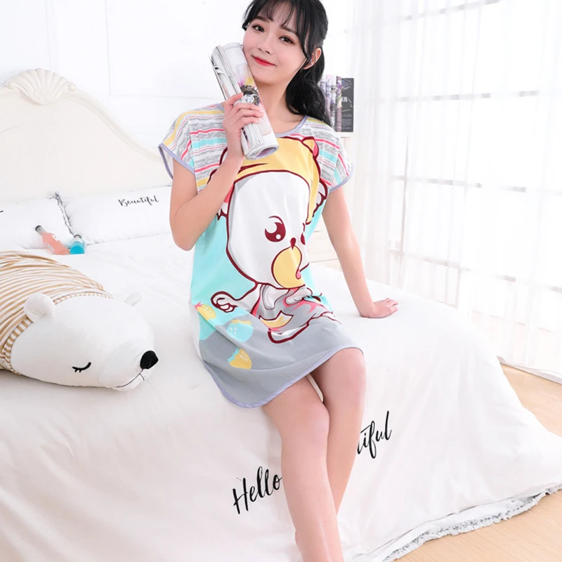 Top Trends: Women Printed Cartoon Sexy Sleepwear Round Neck Lingerie Cute Nightdress One Piece Thin Summer Female Pajamas Nighty Home Wear Shoppable Styles - Image 5