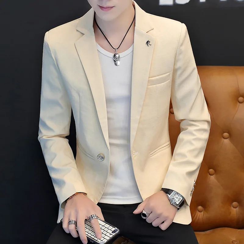 Top Trends: High Quality Men's Blazer White Casual Party Gentleman Slim Dress Coat British Style Simple Elegant Fashion Business Male Jacket Shoppable Styles - Image 4