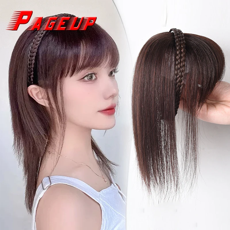 Top Trends: Synthetic Natural Hairpiece With Braids Headband Bangs Fringe Bands Heat Resistant Bangs Clip In Hair Extensions Hairpiece For W Shoppable Styles