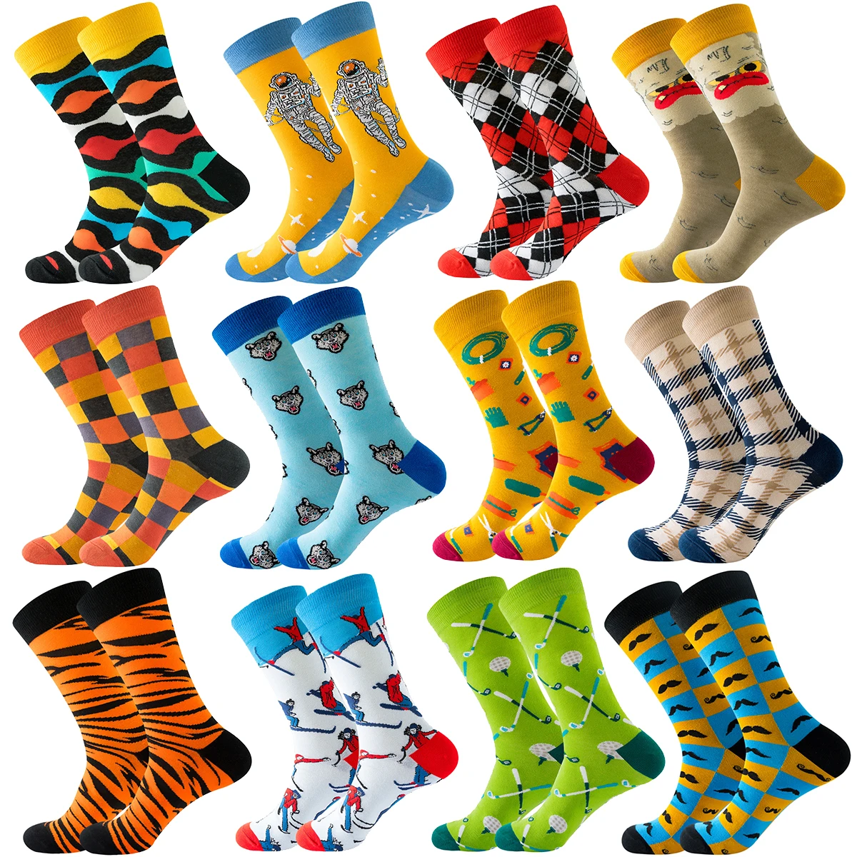 Top Trends: New Happy Mens Socks Women Novelty Cartoon Sock Combed Cotton Funny Men&#039;s Big Size Crew Harajuku Hip Hop Thick Long Socks Shoppable Styles