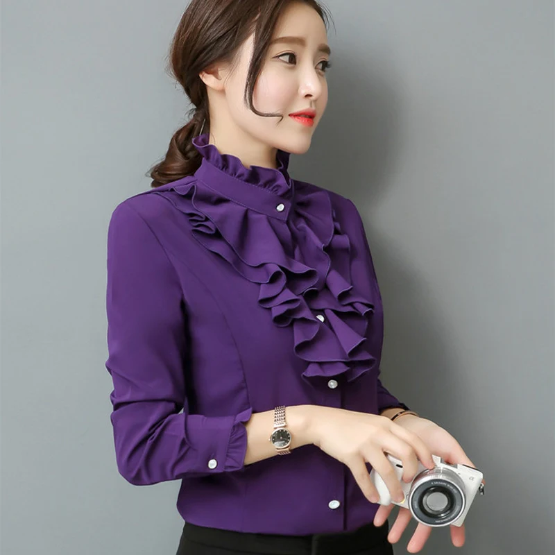 Top Trends: Temperament Standing Collar Blouse Women Long-sleeved 2023 Spring Clothes New Bottoming Shirt Slim Top Office Fashion Elegant Shoppable Styles