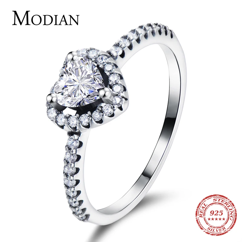 Top Trends: Modian Exquisite 925 Sterling Silver Vintage Hearts AAA Clear CZ Finger Rings For Women Luxury Wedding Statement Jewelry Bijoux Shoppable Styles