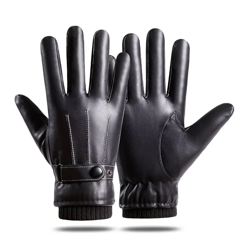 Top Trends: Business Gloves Men Winter PU Leather Touch Screen Plus Velvet Keep Warm Windproof Driving Autumn Male Black Gloves Shoppable Styles