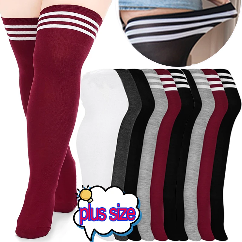 Top Trends: Sexy Black White Striped Long Socks Plus Size Women Over Knee Thigh High Socks Stockings For Ladies Girls Knee Socks Hosiery Shoppable Styles