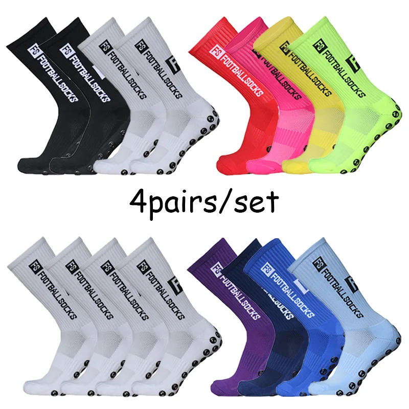 Top Trends: 4pairs / set New FS Football Socks Grip Non-slip Sports Socks Professional Competition Rugby Soccer Socks Men And Women Shoppable Styles