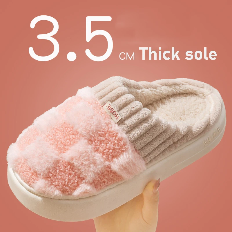 Top Trends: Winter House Fur Slippers Warm Cotton Shoes High Thick Sole Comfortable Indoor Bedroom Women Men Ladies Lovers Furry Slides Shoppable Styles