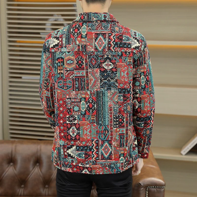 Top Trends: New Spring Autumn Casual Turn-Down Collar Jackets Men's Outwear Ethnic Style Button Coat Youth Streetwear Oversized Tops Clothes Shoppable Styles - Image 5