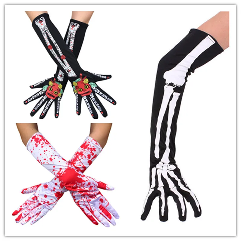 Top Trends: Halloween Skeleton Gloves Sugar Skulls Cosplay Party Decorations Bloody Gloves Adult Ghost Bone Paw Gothic Gloves Halloween Gift Shoppable Styles