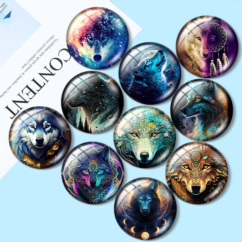 Top Trends: Wolf And Dreamcatcher Lovers Eclipse Flowers 10pcs 12mm / 25mm / 30mm Round Photo Glass Cabochon Demo Flat BackMaking Findings Shoppable Styles