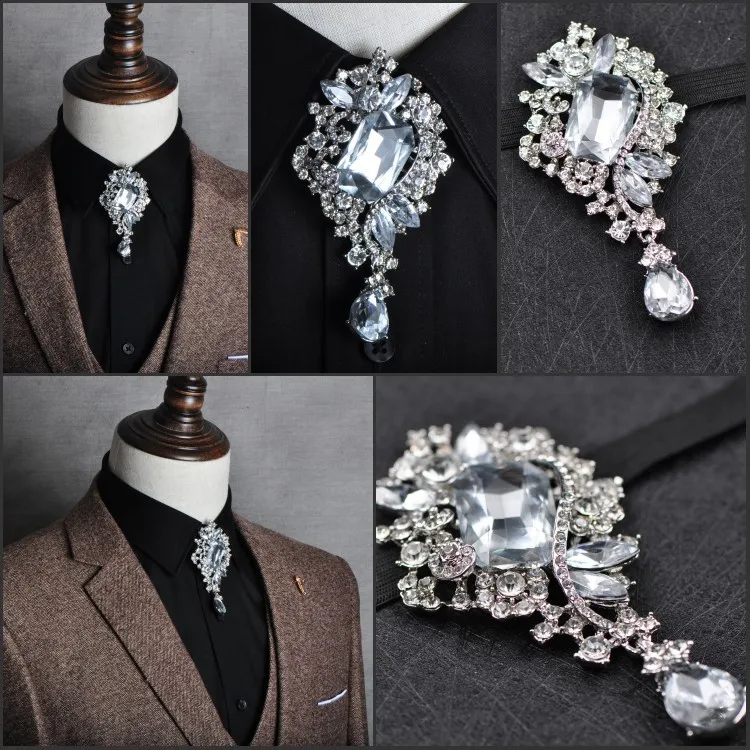 Top Trends: New Rhinestone Bolo Bow Tie High-end Luxury Gifts Korean Version Of The British Wedding Business Banquet Bowtie Men's Jewelry Shoppable Styles - Image 4