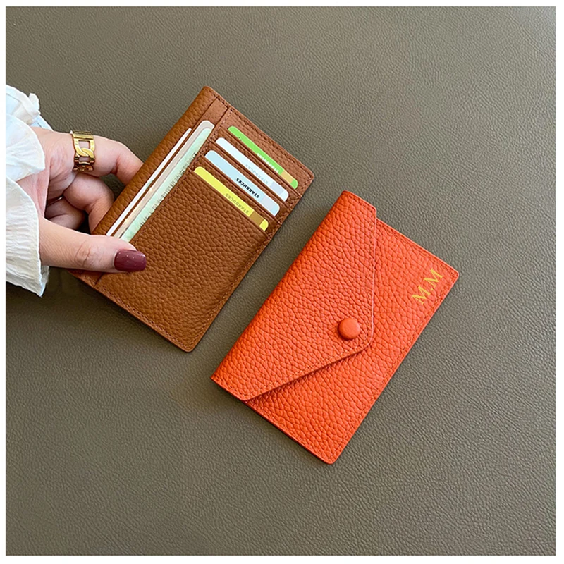 Top Trends: Ultra-thin Ins Style Genuine Leather Card Holder Fashion Mini Short Envelope Women Wallet Korean Japan Credit Card Case Purse Shoppable Styles