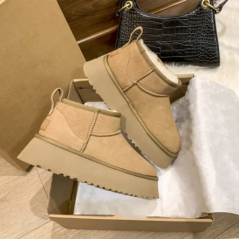 Top Trends: 2024 Winter Fur Warm Ankle Snow Boots Women&#039;s New Casual Genuine Designer Wool Suede Short Plush Womens Shoes Fashion Snow Boots Shoppable Styles