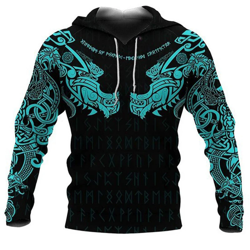 Top Trends: Mens Hoodies Vikings Eagle Tattoo Fashion Animal Pattern 3D Printed Style Casual Harajuku Hip Hop Pullover Oversized Sudaderas Shoppable Styles - Image 6