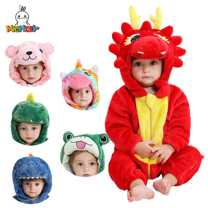 Top Trends: MICHLEY NEW Halloween Red Dragon Baby Rompers Winter Costume Clothes Cartoon Jumpsuit Bodysuits Overall For Girl Boy Bebe 2-36M Shoppable Styles