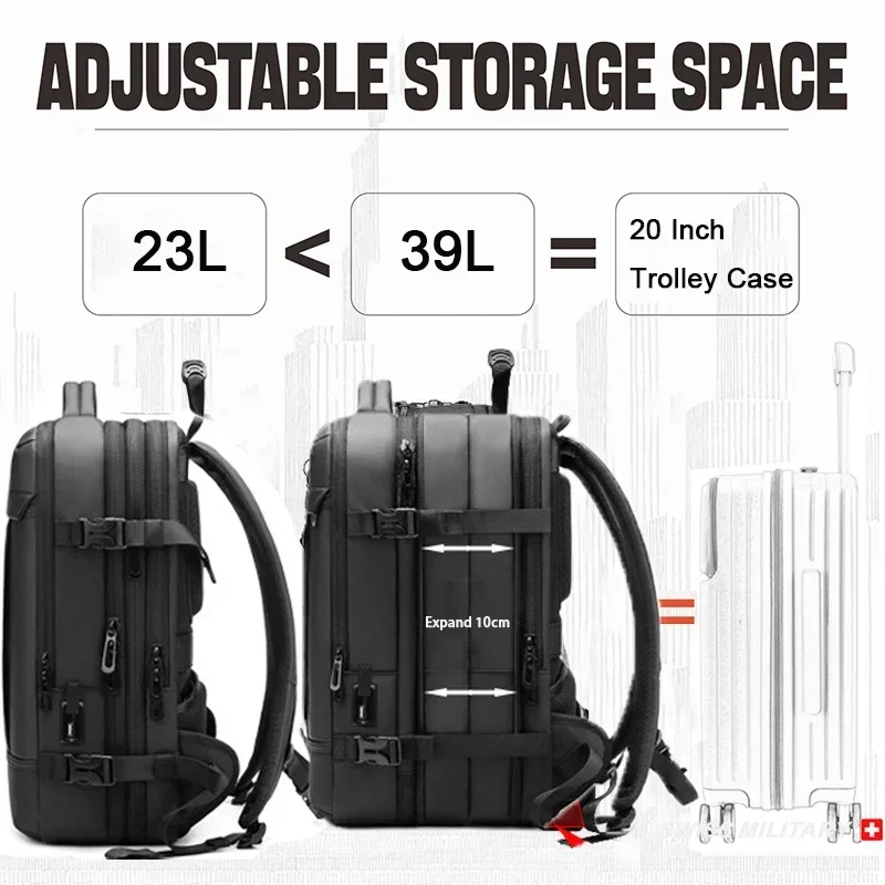 Top Trends: SWISS New Business Backpack Expandable USB Bag Waterproof Large 17 Inch Computer Backpack For Travel Urban Fashion Men Mochilas Shoppable Styles - Image 4