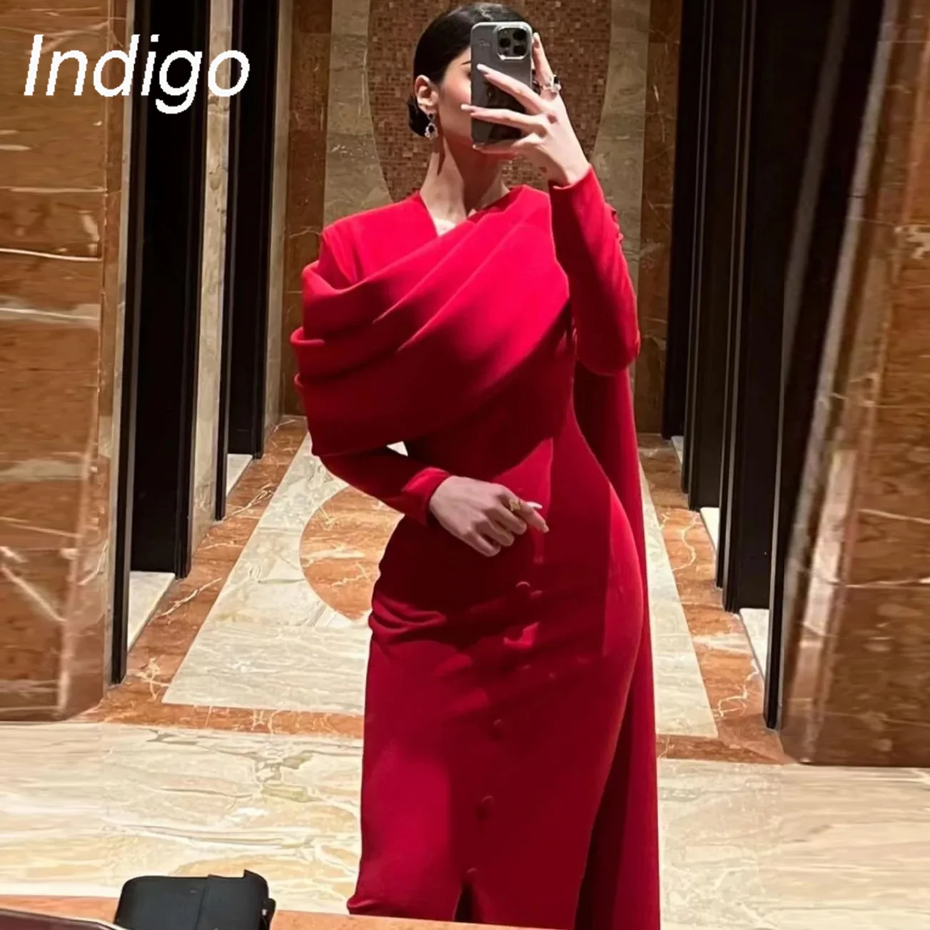 Top Trends: Indigo Saudi Evening Dresses Button Pleated Mermaid Women Formal Occasion Wedding Party Dress 2024 فساتين الحفلات Shoppable Styles