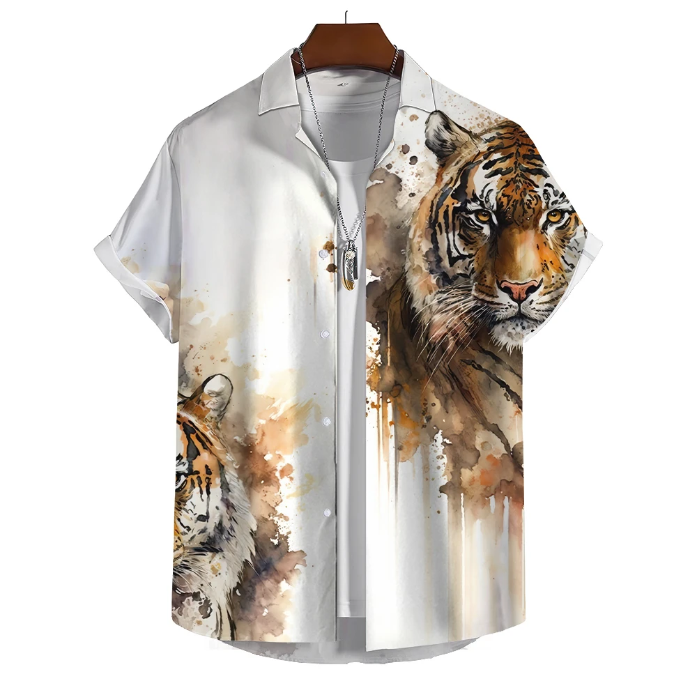 Top Trends: Animal Men&#039;S Shirt 3d Tiger Print Beast Men Clothing Street Casual Short Sleeved Senior Tops Tees Loose Oversized Hawaiian-Shirt Shoppable Styles