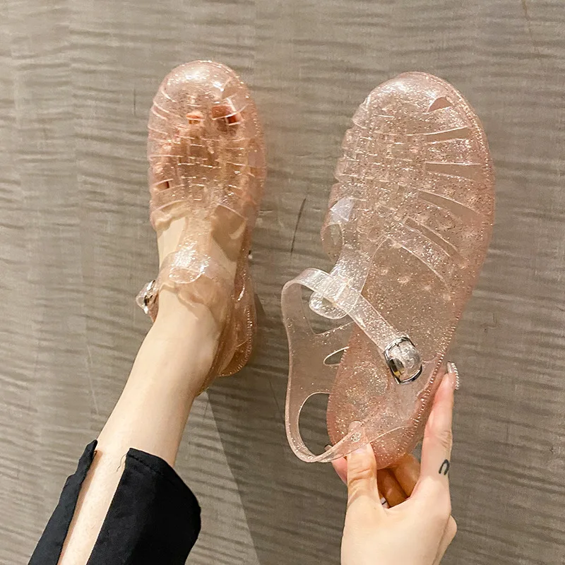 Top Trends: Plastic Sandals Women Summer Shoes Promotion Ladies Casual Flat Hollow Jelly Sandal Beach Shoes Sandalias De Mujer Shoppable Styles - Image 2