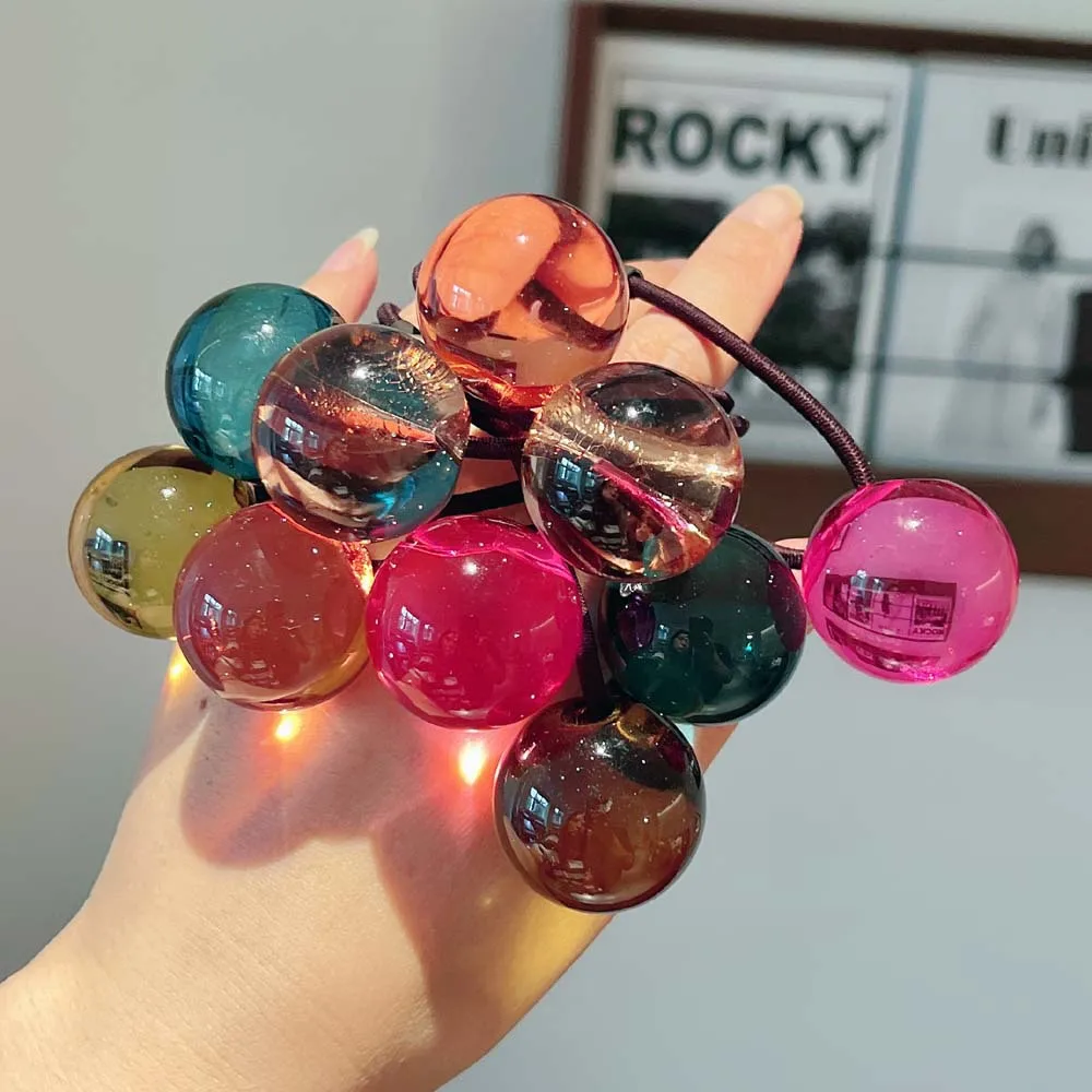 Top Trends: Korean New Acrylic Jelly Colored Ball Temperament Simple Hair Tie Elastic Hair Band Headrope Shoppable Styles