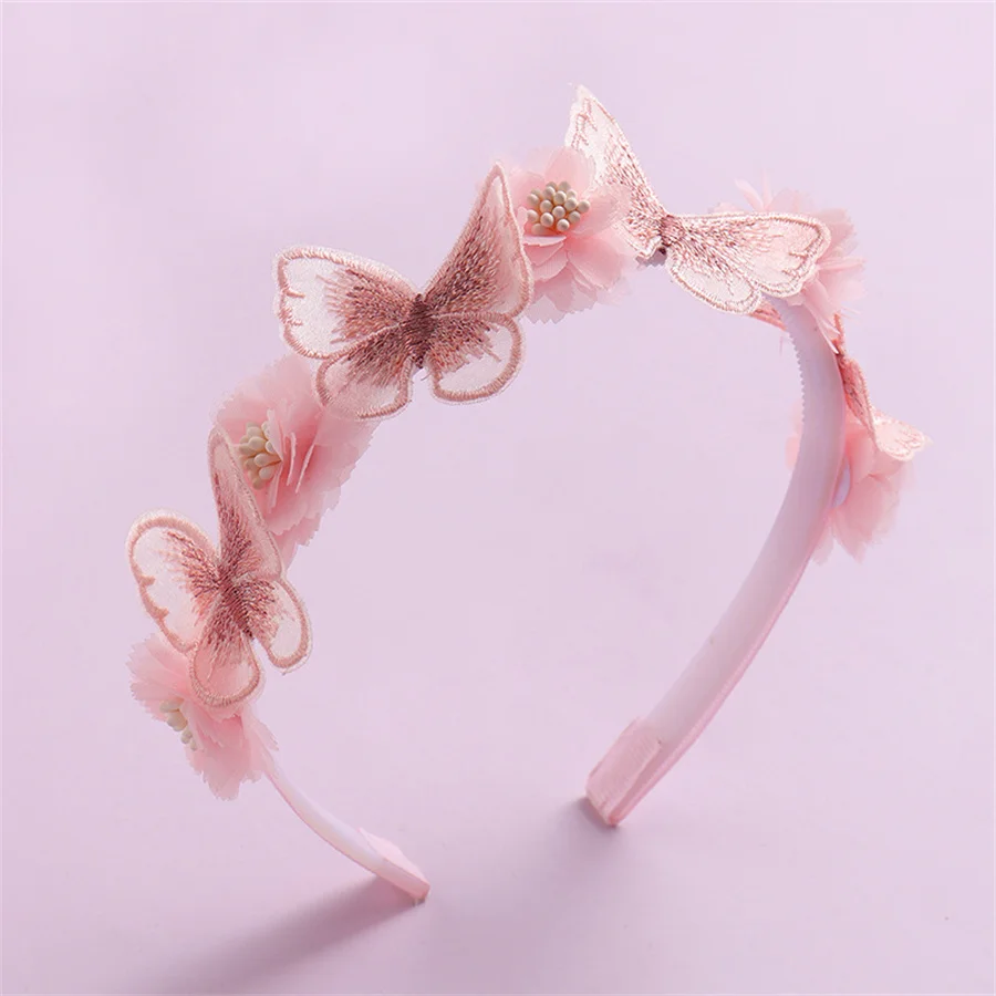 Top Trends: Fashionable Lace Flower Headband Hair Accessories Creative Pink Children's Princess Girls Fresh And Sweet Hairbands And Headwear Shoppable Styles - Image 4