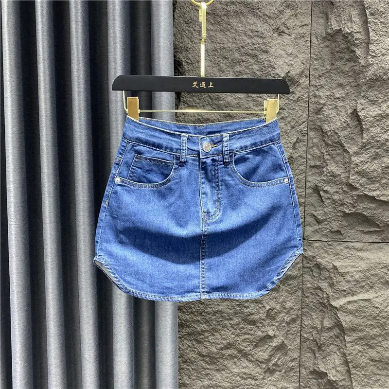 Top Trends: Slim-fit Denim Skirt Women&#039;s Summer 2022 New Korean High Waist Thin Wide Leg Shorts Skirt Harajuku Jean Skirt Clothes Shoppable Styles