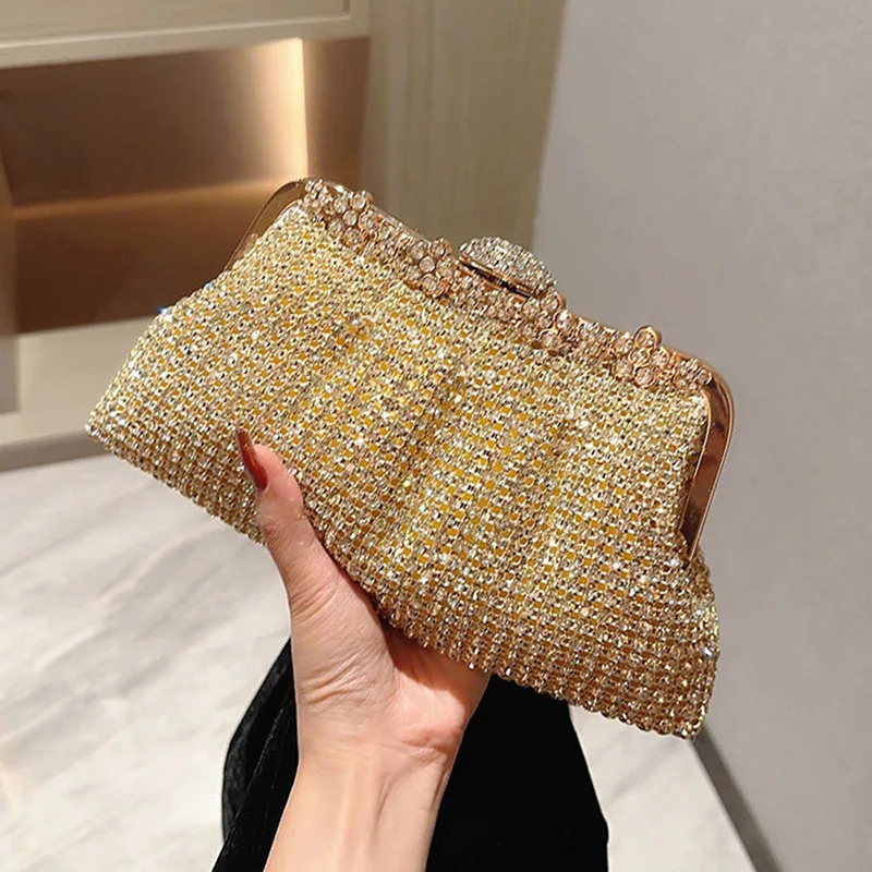 Top Trends: Bling Rhinestone Evening Bag Luxury Dress Clutch Wedding Bride Hand Bag Shiny Designer Party Pleated Dinner Long Purse XA764H Shoppable Styles