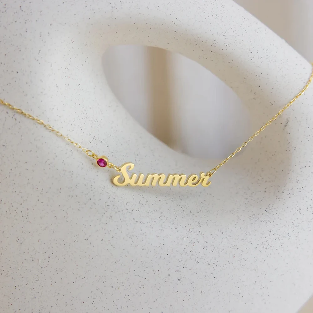 Top Trends: Custom Name Necklace With Birthstone Stainless Steel Jewelry For Women Personalised Nameplate Pendant Choker Mother&#039;s Day Gifts Shoppable Styles