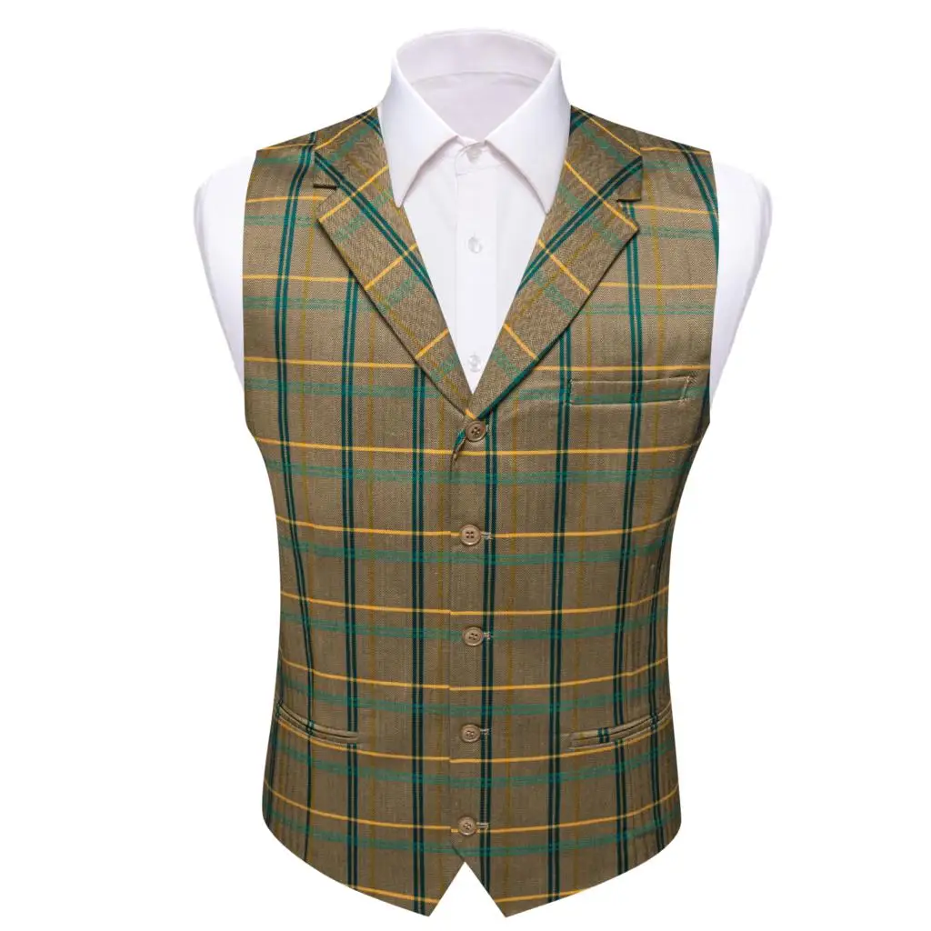 Top Trends: Designer Vest For Men Silk Brown Blue Green Silk Male Waistcoat Formal Wedding Business Sleeveless Jacket Barry Wang Shoppable Styles