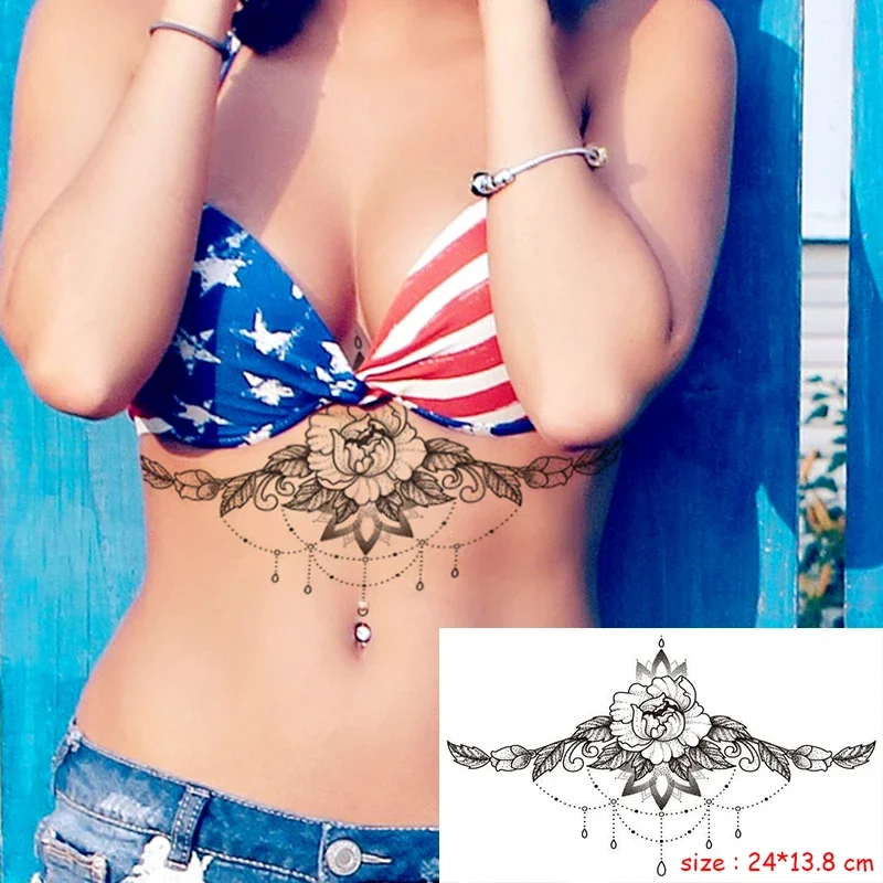 Top Trends: Temporary Tattoo Sticker Plant Leaf Flower Like Butterfly Sexy Chest Back Fake Tatoo Waterproof Flash Tatto Art For Woman Girl Shoppable Styles - Image 4