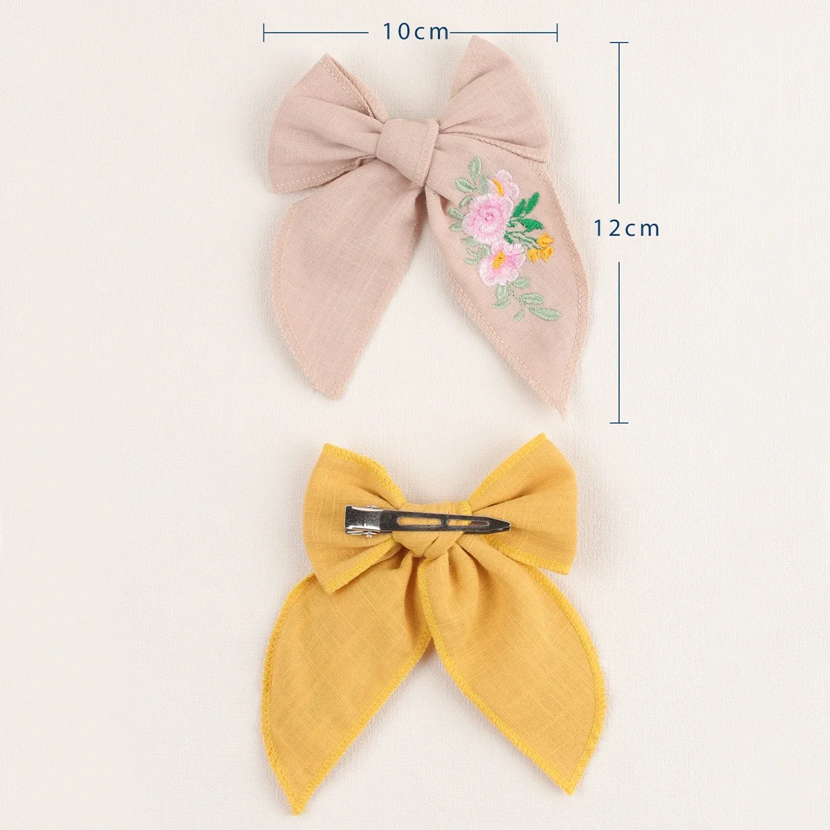 Top Trends: Embroidery Hair Bows Cotton Linen Barrette Baby Girls Big Bows Hairclip Children Cute Infant Spring Summer Hair Accessories Shoppable Styles - Image 6