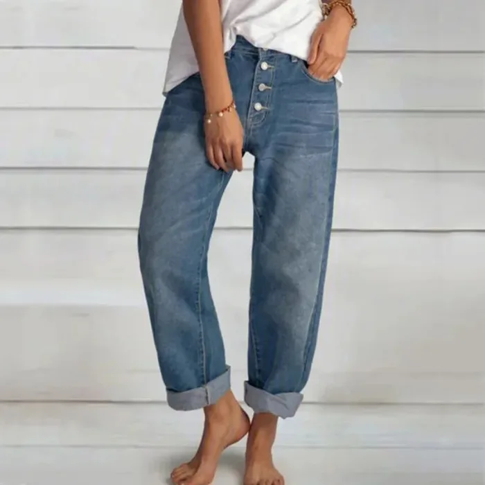 Top Trends: 2024 Spring Oversize Women's Denim Pants Blue Pockets Empire Waist Wide-leg Jeans Loose Pants Female Summer Casual Fashion Lady Shoppable Styles