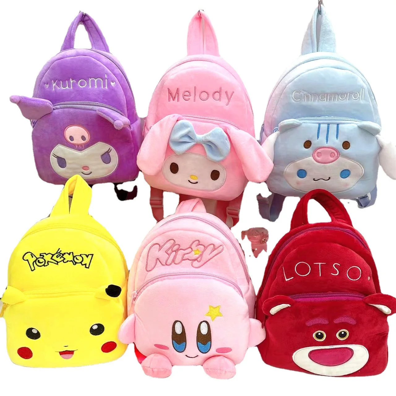 Top Trends: Genuine Sanrio Plush Doll Backpack Hello Kitty Melody Pikachu Cartoon Cute Stuffed 28x18x9cm Children School Bag Birthday Gifts Shoppable Styles