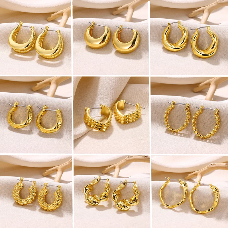 Top Trends: Trendy Stainless Steel Circle Chunky Hoop Earrings For Women Gold Color Smooth Metal Chunky Hoop Earrings Statement Jewelry Gift Shoppable Styles