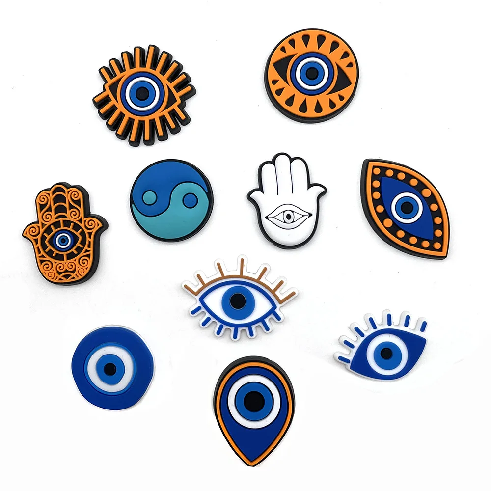 Top Trends: 1Pcs Evil Eye For Croc Charm DIY Shoes Accessories Badge Unisex Clogs Buckle Kids Pins Decoration Jeans X-mas Gift Dropshipping Shoppable Styles