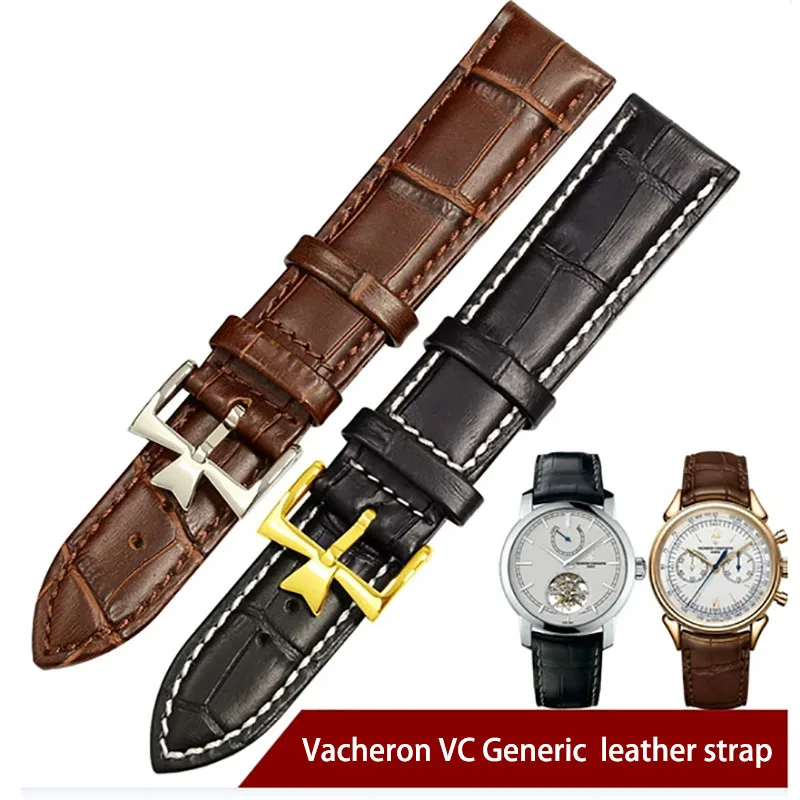 Top Trends: First Layer Leather Universal Watch Strap For Vacheron Vc Constantin Heritage Bracelet Men's Crocodile Pattern Strap 19mm 21mm Shoppable Styles