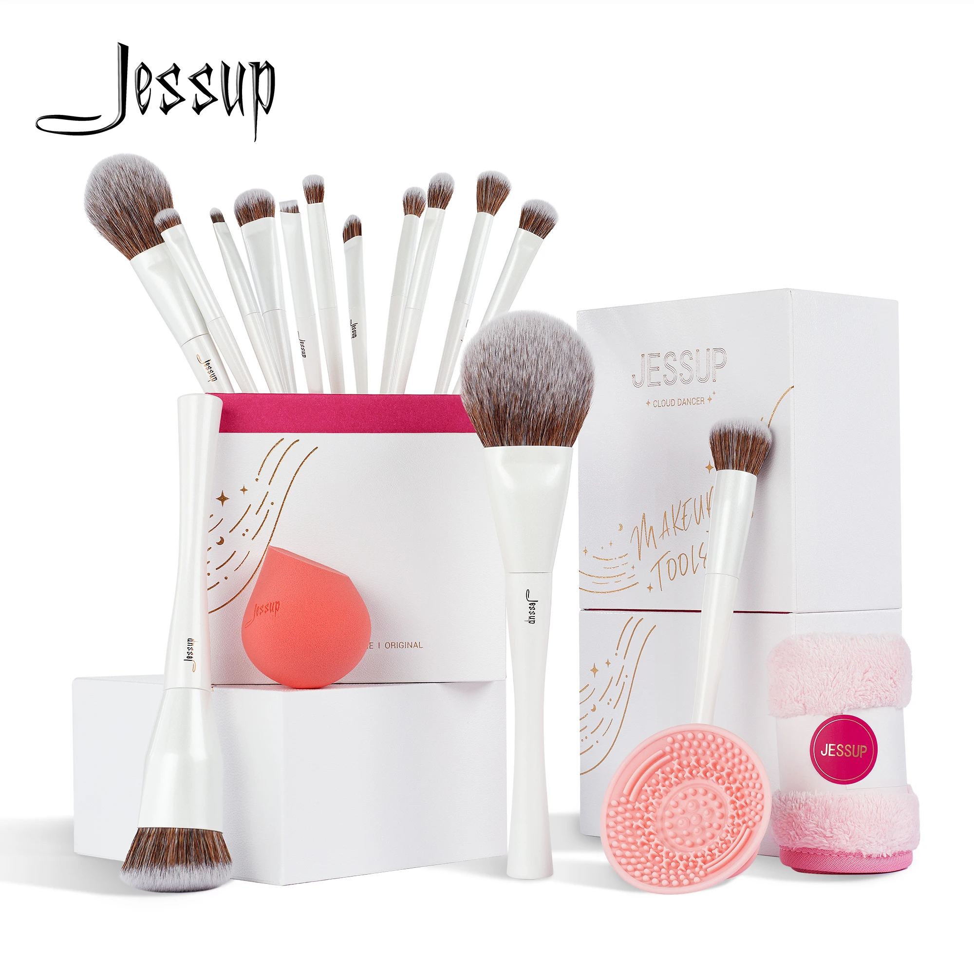 Top Trends: Jessup Makeup Brushes 4-14pcs Make Up Brush Set Highend Makeup Gift Set For Women With Sponge Makeup, Brush Cleaner, Towel T333 Shoppable Styles