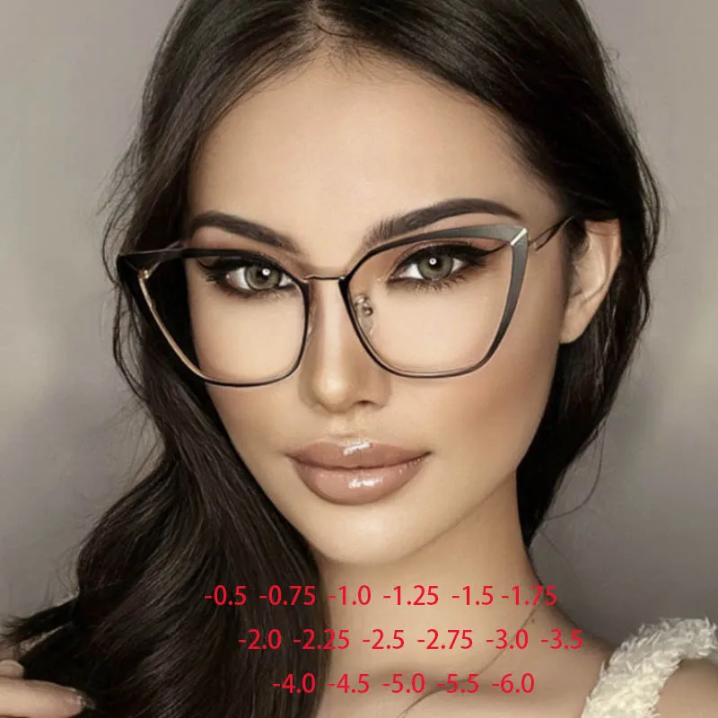 Top Trends: Big Riangular Cat Eyes Frame Clear Lens Glasses Simple Myopia Nerd Spectacles Degree -0.5 -1.0 -2.0 -3.0 -4.0 To -6.0 Shoppable Styles