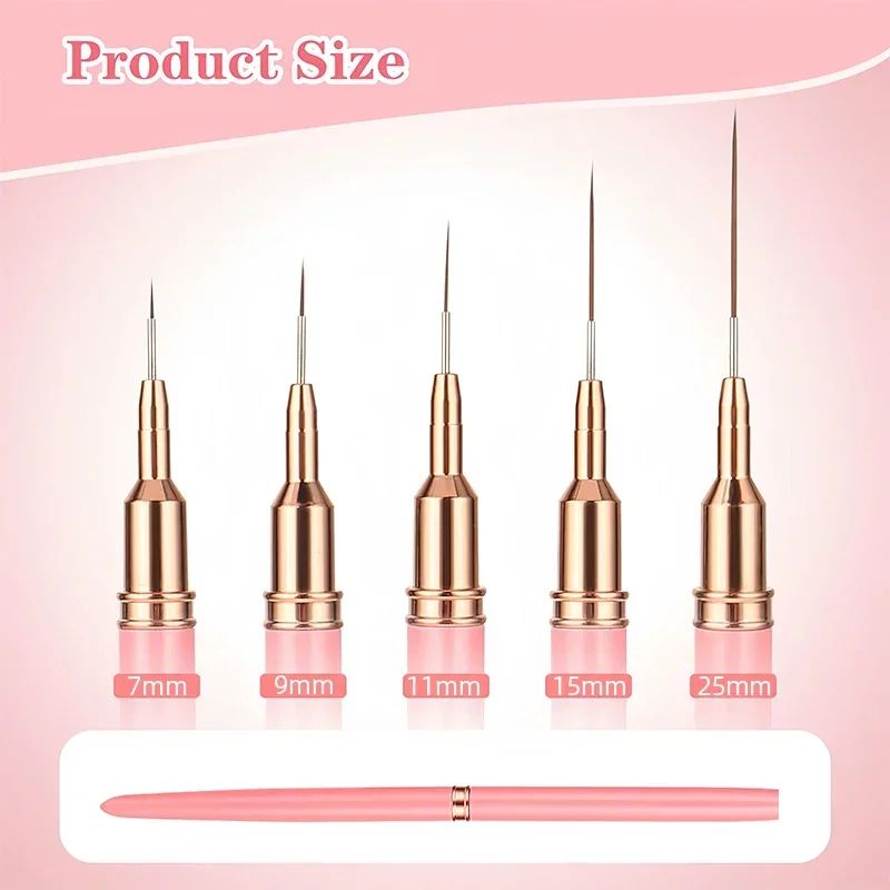 Top Trends: 1Pcs French Stripe Nail Art Liner Brush Set Pink Tips Ultra-thin Line Drawing Pen Carved UV Gel Painting Brushes Manicure Tools Shoppable Styles - Image 3