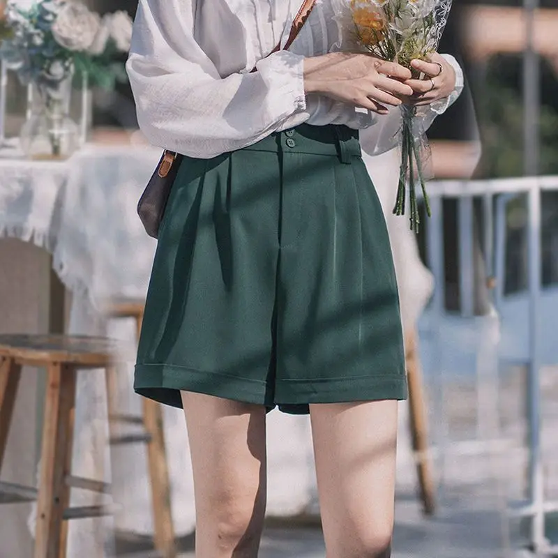 Top Trends: 2023 New Summer Fashion Commuting Simple Korean Edition High Waist Versatile Curled Loose Casual A-line Suit Wide Leg Shorts Shoppable Styles