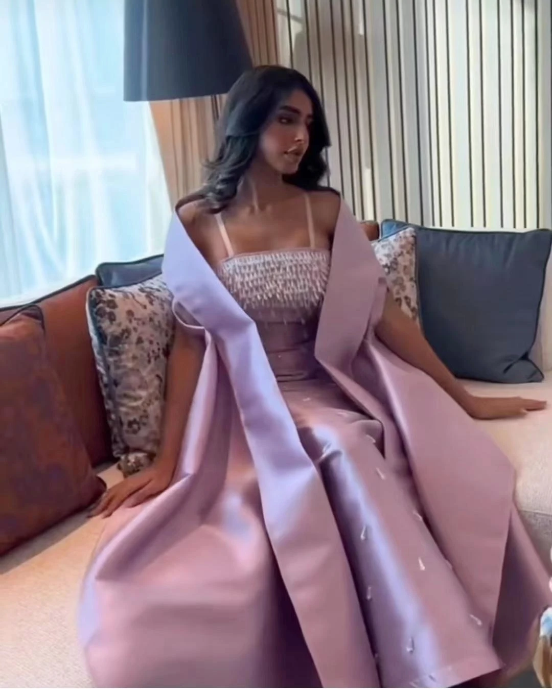 Top Trends: Saudi Arabia Elegant Evening Gowns Crystal Lavender Luxury Evening Dresses With Crape Ankle-Length Prom Dresses Formal Party Shoppable Styles