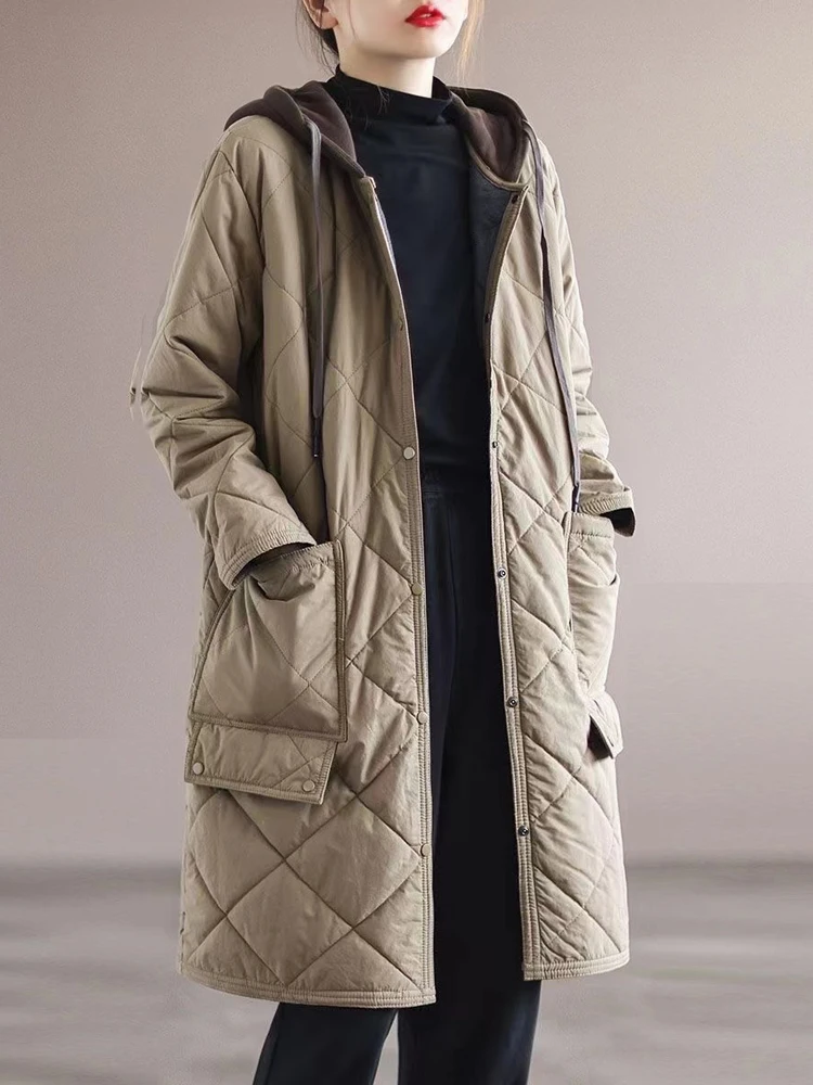 Top Trends: Women Winter Coat 2023 New Oversized Casual Loose Solid Quilted Overcoat Thick Warm Hooded Long Jacket Windproof Parkas Outwear Shoppable Styles