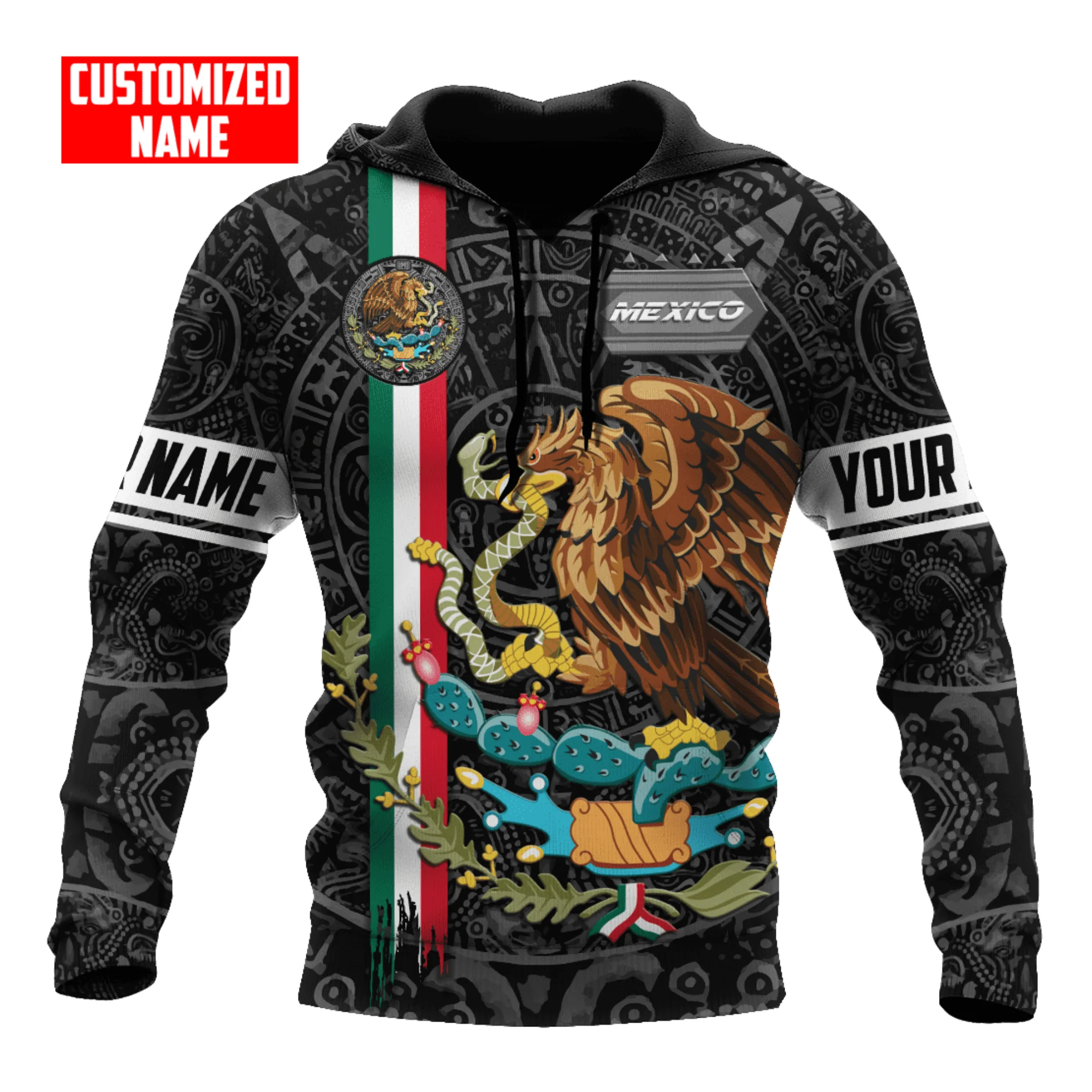 Top Trends: Mexico National Flag Print Sweatshirts For Men Fashion 3D Eagle Pattern Oversized Hoodie Hip Hop Trend Harajuku Streetwear ​Tops Shoppable Styles