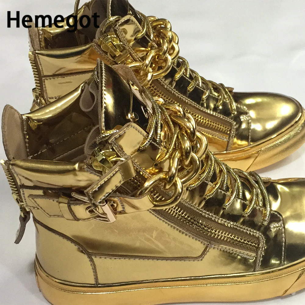 Top Trends: High-Top Gold Chain Silver Chain Men's Shoes Sweat-Absorbing Breathable First Layer Leather Couple Casual Shoes Sneakers For Men Shoppable Styles