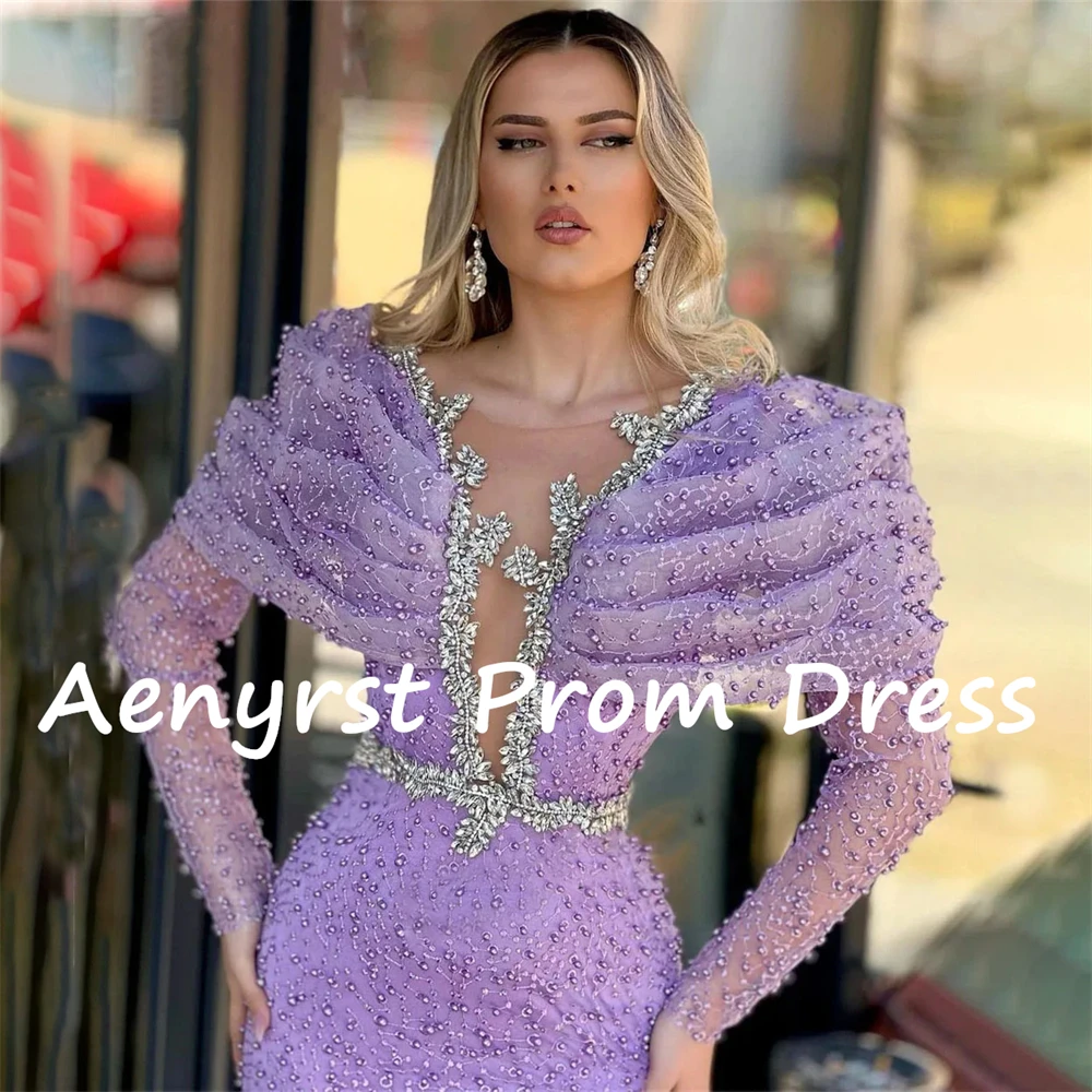 Top Trends: Aenyrst Purple Long Sleeves Beading Prom Dresses Mermaid Appliques Evening Gowns Floor Length Party Dress Luxury فساتين السهرة Shoppable Styles - Image 2