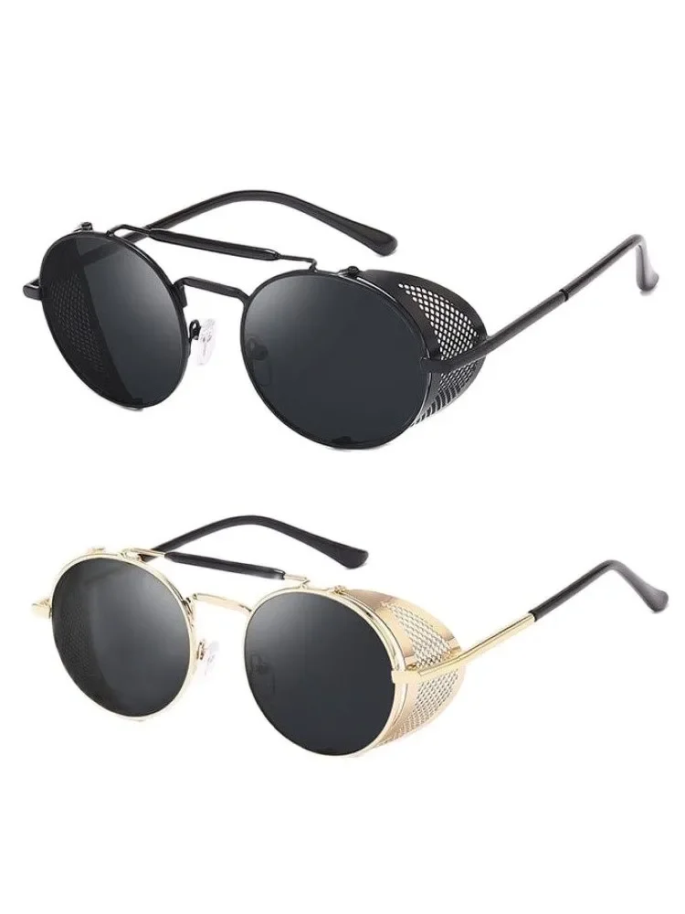 Top Trends: Trendy Retro Steampunk Sunglasses Men Brand Designer Round Steam Punk Alloy Sun Glasses Goggle For Women UV400 Gafas De Sol Shoppable Styles