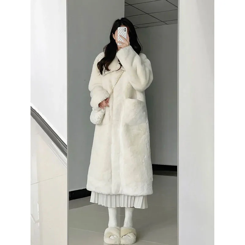 Top Trends: 2023 Fashion Casual New Medium Long Imitation Mink Fur Coat Female Winter Environmental Protection Fur Coat Lamb Fur Coat Shoppable Styles