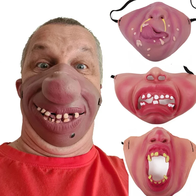 Top Trends: Halloween Funny Latex Half Face Clown Mask Unisex Half Face Red Lips Mask Mouth Mask Cosplay Costume Accessory Shoppable Styles